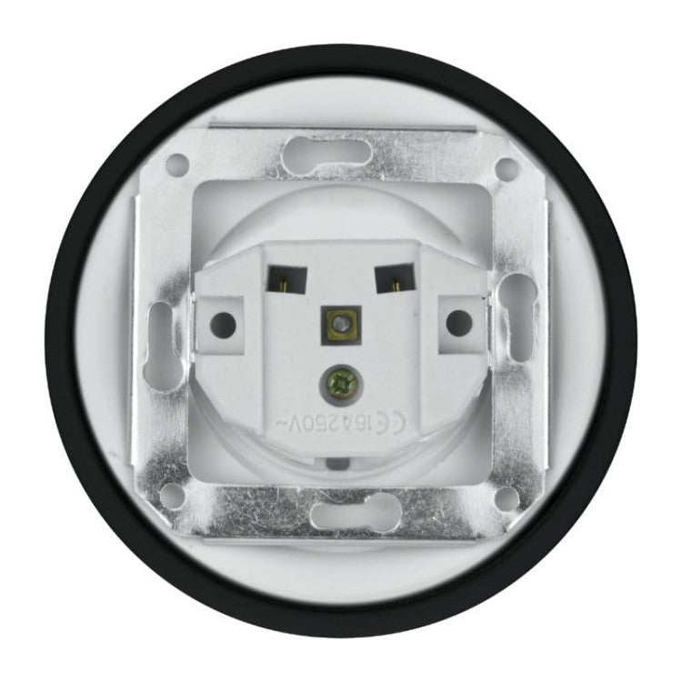 Porcelanowe gniazdo podtynkowe, VINTAGE, czarne
