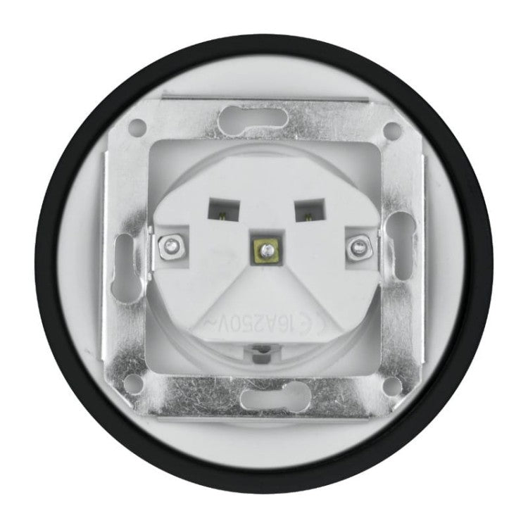 Porcelanowe gniazdo Schuko podtynkowe, VINTAGE, czarne