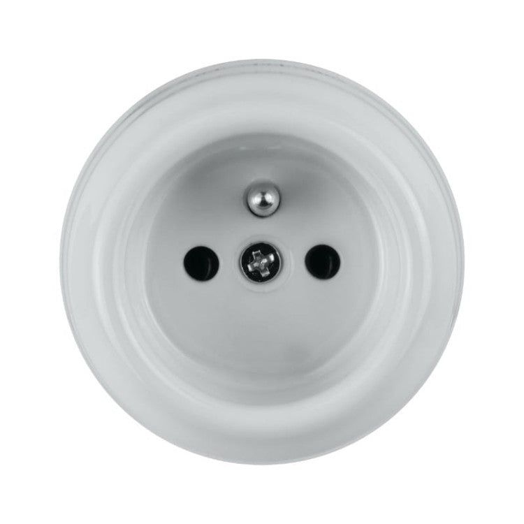 Porcelanowe gniazdo natynkowe, VINTAGE, białe