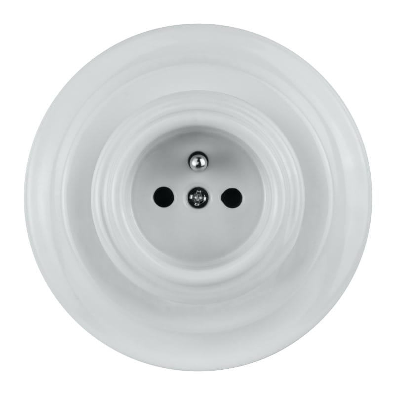 Porcelanowe gniazdo podtynkowe, VINTAGE, białe