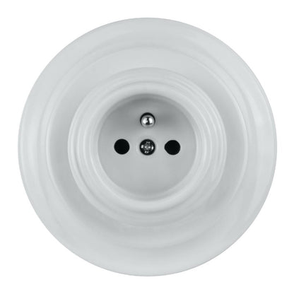 Porcelanowe gniazdo podtynkowe, VINTAGE, białe