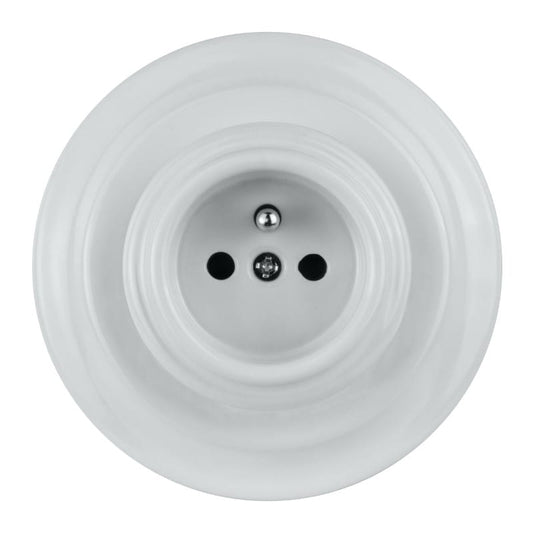 Porcelanowe gniazdo podtynkowe, VINTAGE, białe