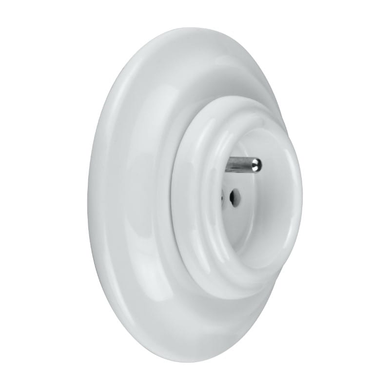Porcelanowe gniazdo podtynkowe, VINTAGE, białe