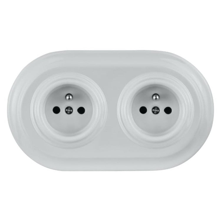 Porcelanowa ramka podwójna, VINTAGE, biała
