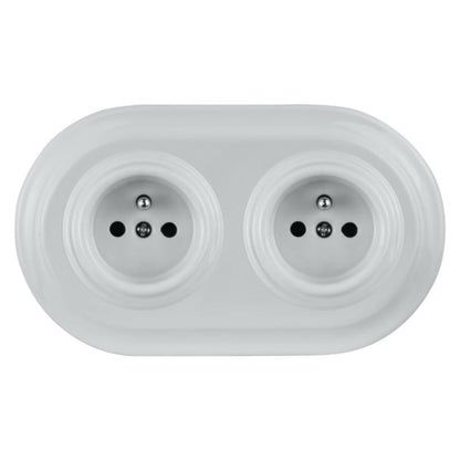 Porcelanowa ramka podwójna, VINTAGE, biała
