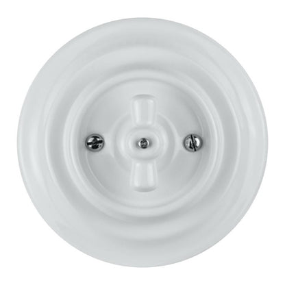 Porcelanowy włącznik obrotowy żaluzjowy, VINTAGE, biały