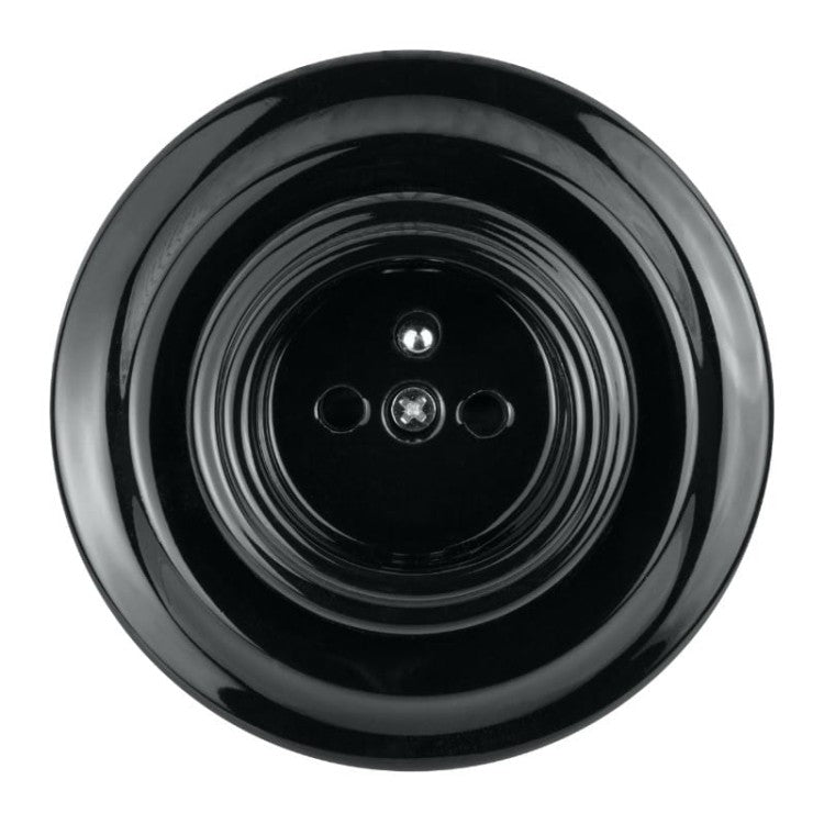 Porcelanowe gniazdo podtynkowe, VINTAGE, czarne