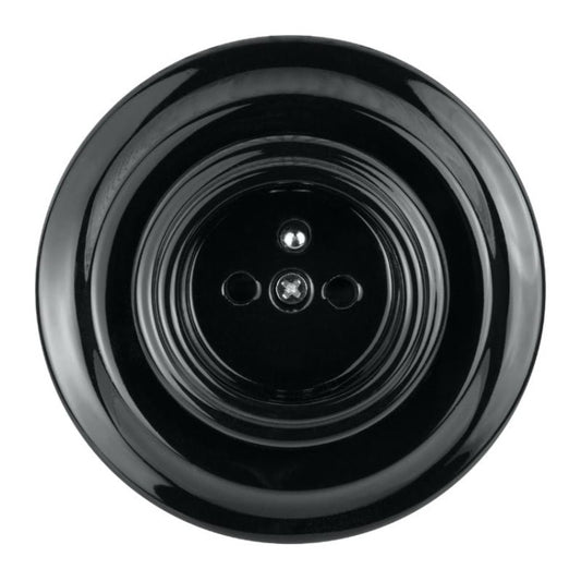 Porcelanowe gniazdo podtynkowe, VINTAGE, czarne