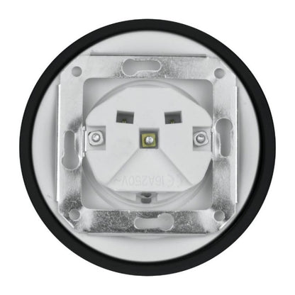 Porcelanowe gniazdo Schuko podtynkowe, VINTAGE, czarne
